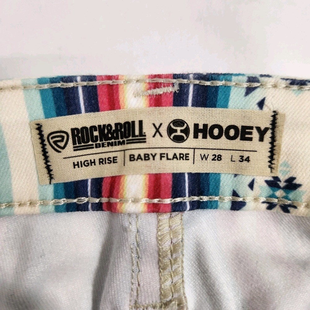 NWT Rock & Roll Denim x Hooey Baby Flare Jeans 28x34 Serape Western‎ Stretch NEW - Picture 6 of 15